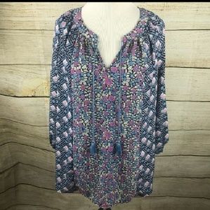 Fleur bleue floral top